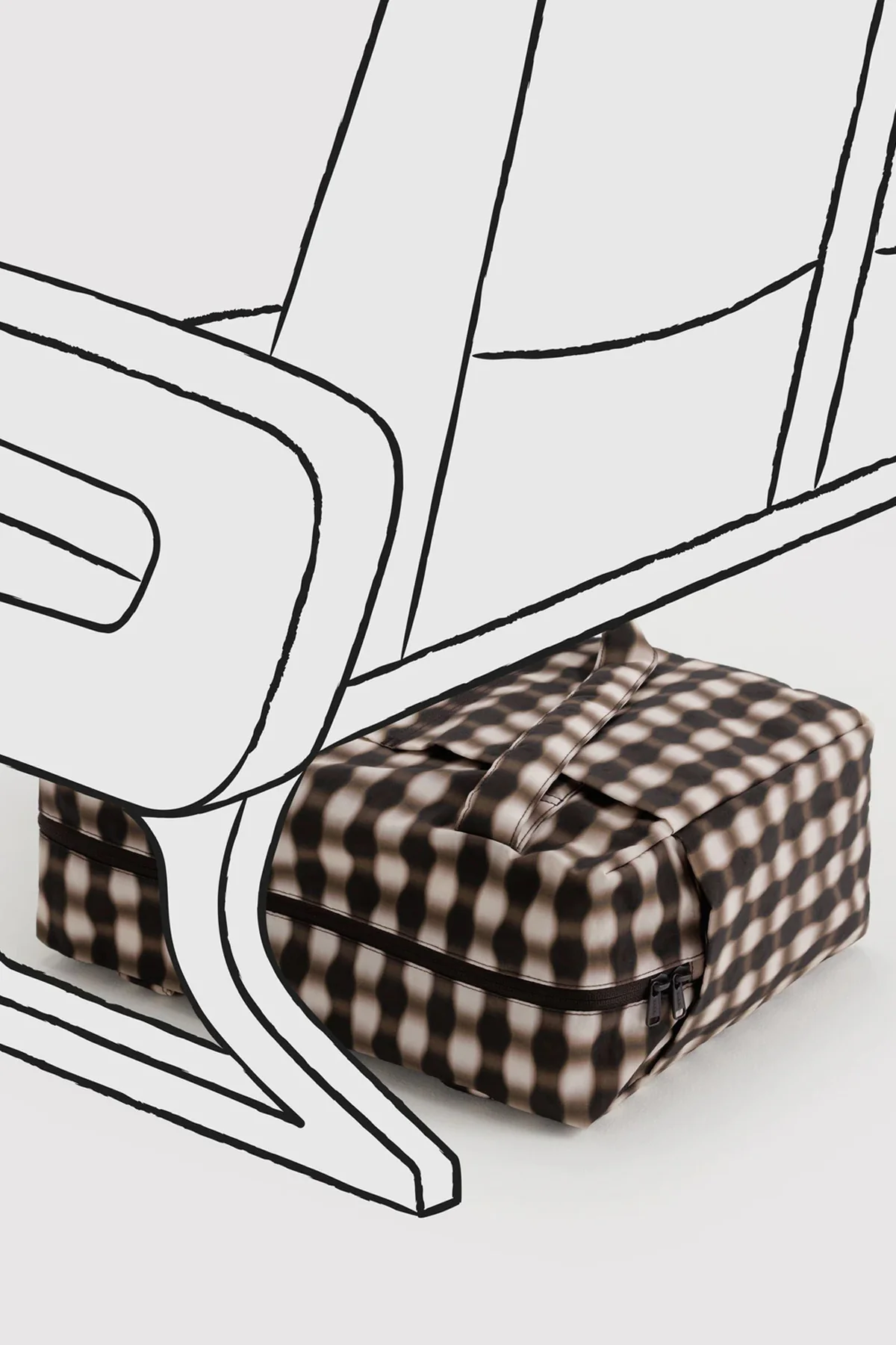BAGGU Small Cloud Carry-On Blurred Gingham Brown - Image 5