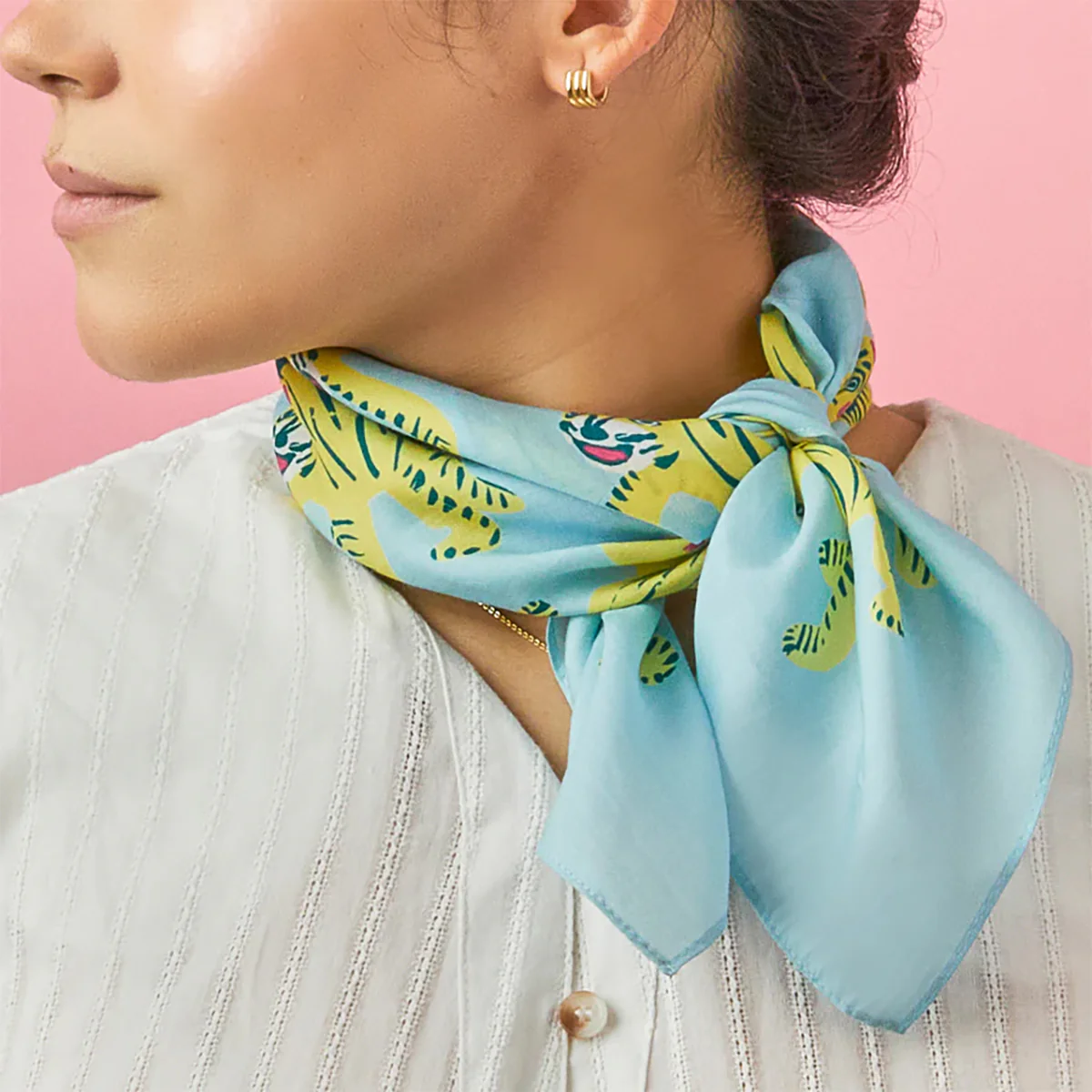 Centinelle Nodding Tigers Cotton Silk Bandana - Image 3
