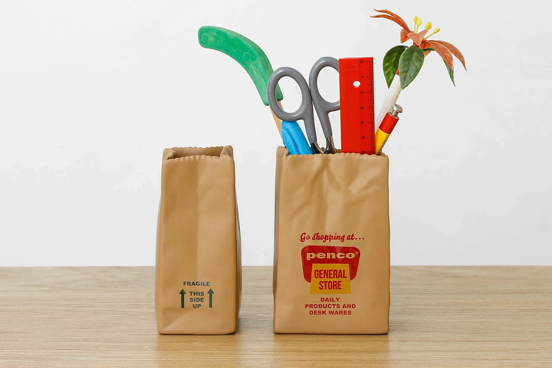 PENCO Porcelain Brown Bag Pen Holder - Image 7