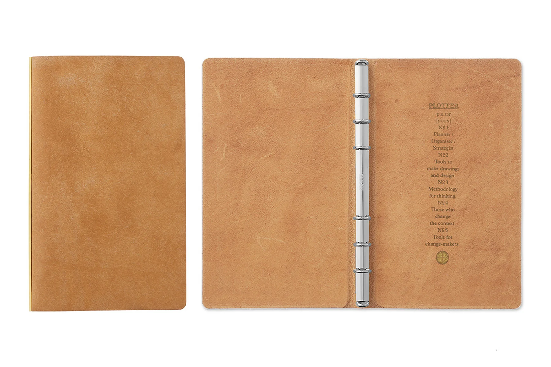 PLOTTER Pueblo 6-Ring Leather Binder Bible Size Beige - Image 4
