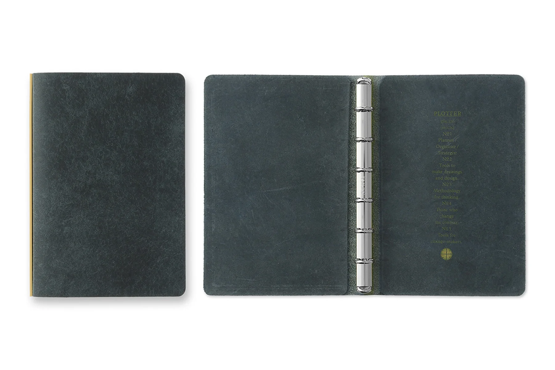 PLOTTER Pueblo 6-Ring Leather Binder Mini Size Navy - Image 3