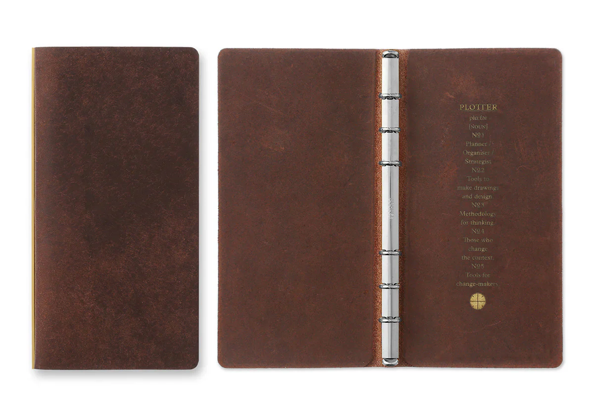 PLOTTER Pueblo 6-Ring Leather Binder Narrow Size Brown - Image 3