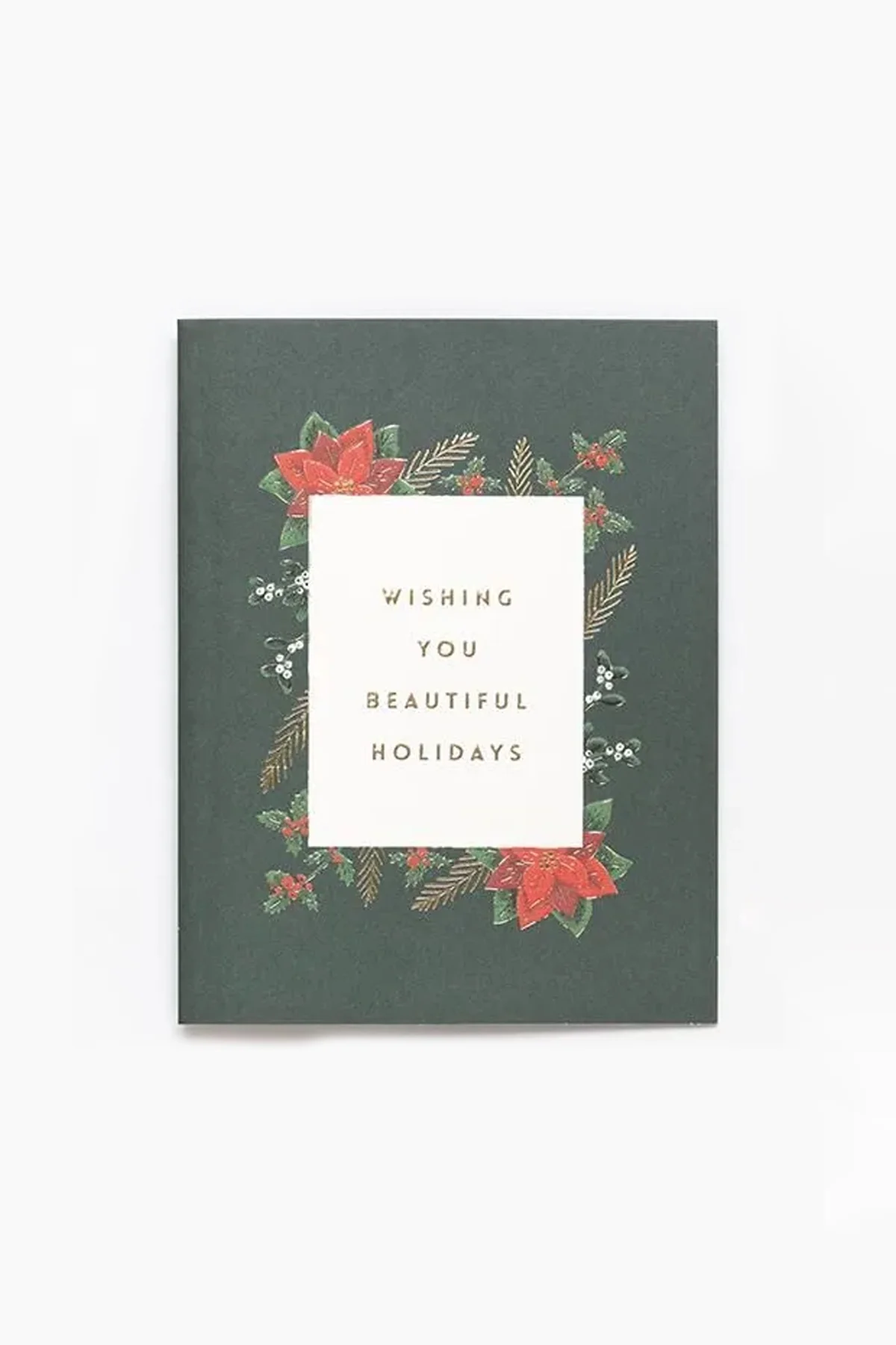 Wishing You Beautiful Holidays Red Poinsettia Wreath Pop-Up Christmas Card
