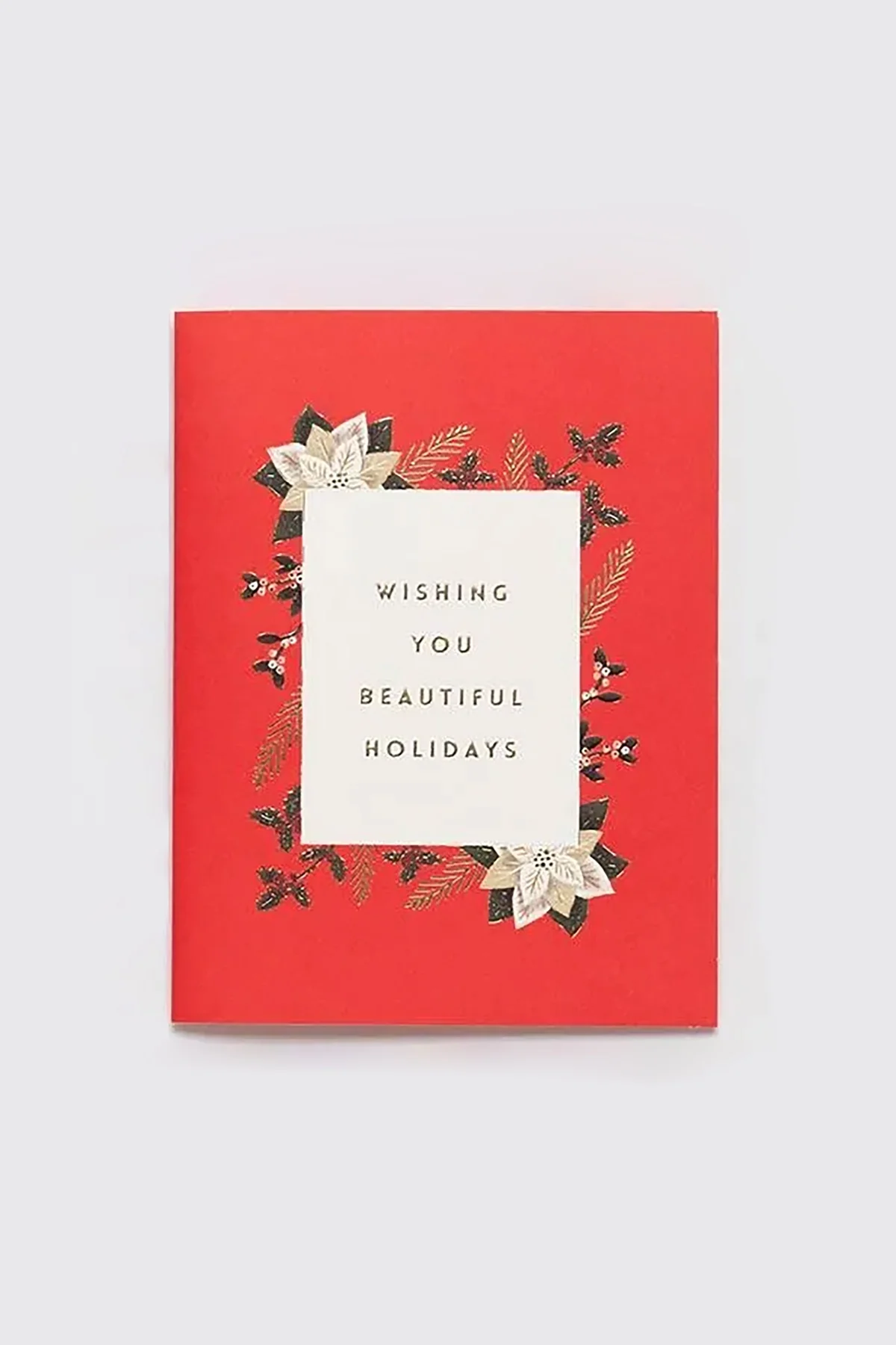 Wishing You Beautiful Holidays White Poinsettia Wreath Pop-Up Christmas Card
